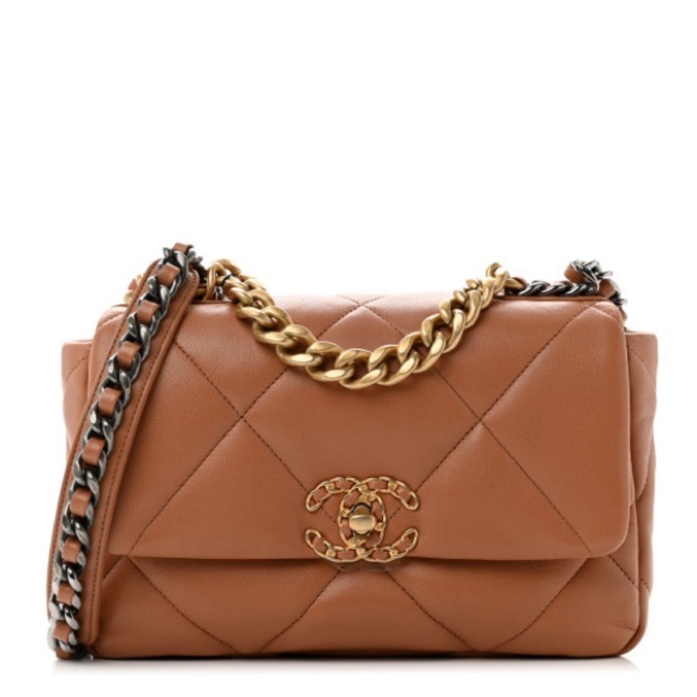 Lambskin Quilted Medium Chanel 19 Flap Brown